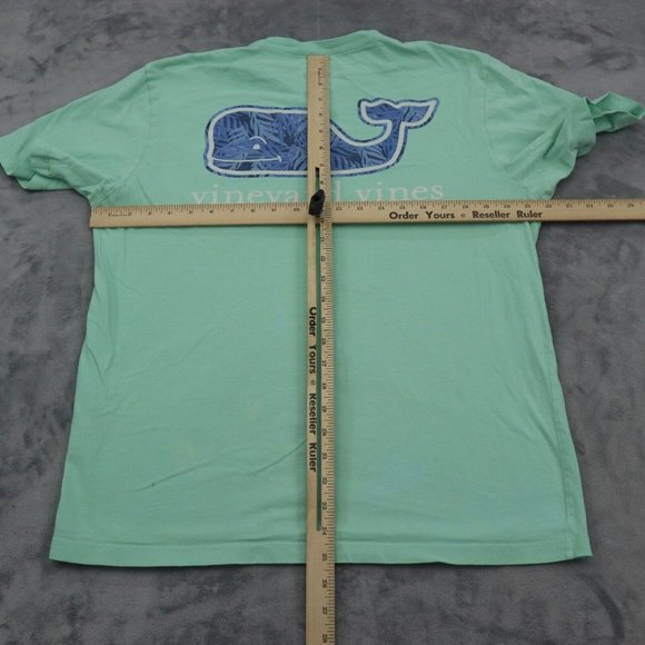 Vineyard Vines Shirt Mens M Green Short Sleeve Round Neck Print Logo Cotton Tee - Picture 3 of 14